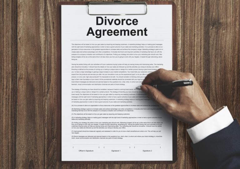 divorce agreement being signed