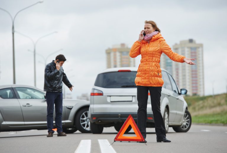 woman in road accident